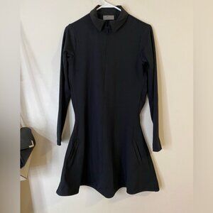 Olaya Sport Black Polo Collar Golf A-Line DressLong sleeve size large